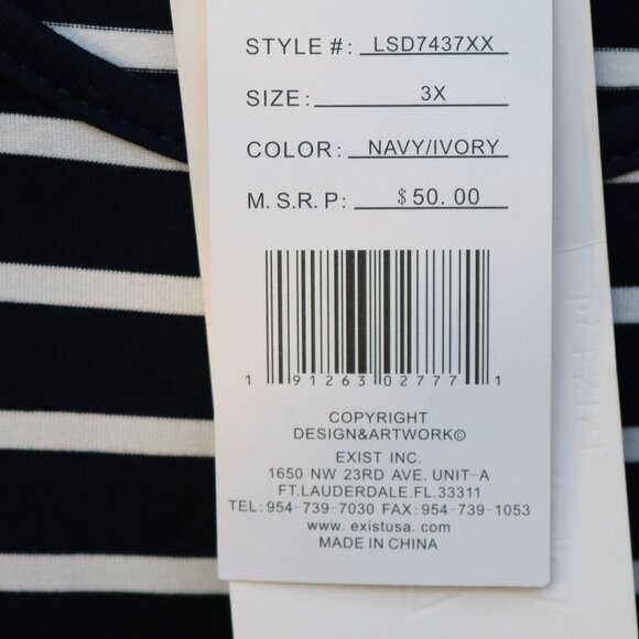 NEW Relaxx by Exist Plus Size Blue & White Stripes Cold Shoulder Dress Sz 3X - Picture 7 of 8